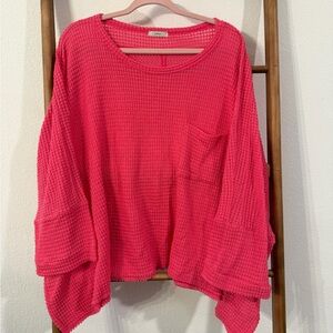 Bright Pink Waffle Knit Sweater